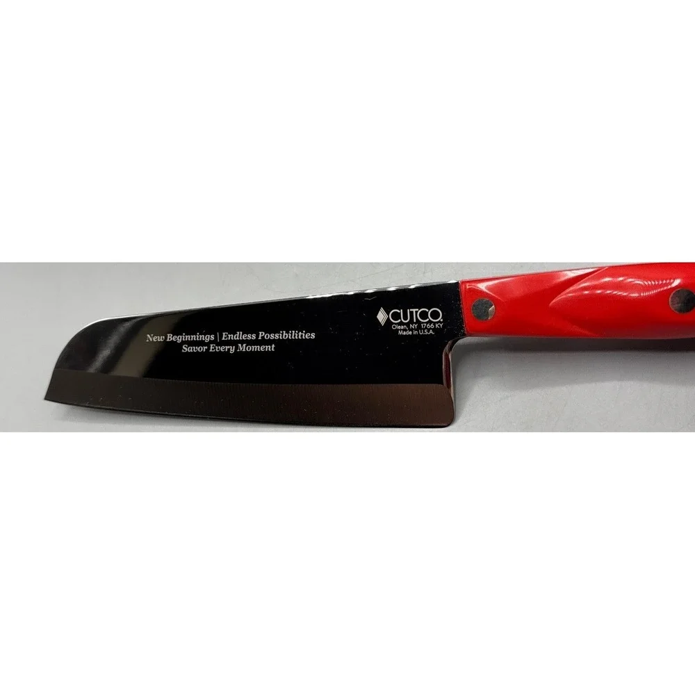 Cutco 1766 KY Santoku Knife Rare Red Handle Engraved New Beginnings with Box